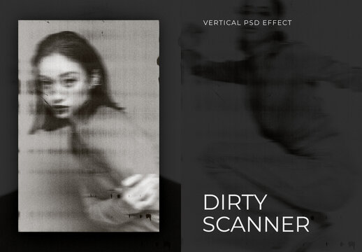 Dirty Scanner Vertical Image Effect Mockup