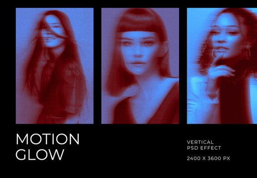 Motion Glow Vertical Image Effect Mockup