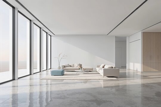 Minimalist bright living room interior