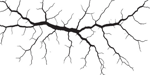 Fractured intricate black crack pattern on a clean white surface texture