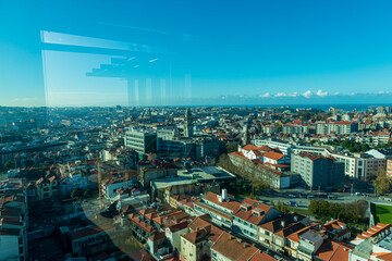 Fototapeta premium Panorámica desde helicóptero de Oporto Portugal, Helicopter panoramic view of Porto Portugal