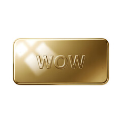Golden WOW button radiating success and luxury, ideal for highlighting exceptional products or services that inspire awe and excitement
