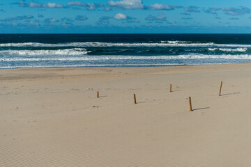 Casas típicas y playa de Aveiro en invierno, Traditional houses and Aveiro beach in winter