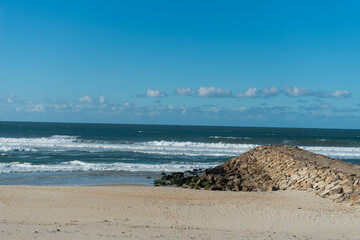 playa de Aveiro en invierno, Traditional houses and Aveiro beach in winter