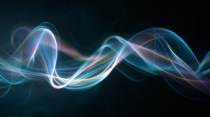 Soft colorful smoke swirls floating on a dark black background, light diffusion, ethereal vapor effect, high detail, 4K macro photography style.