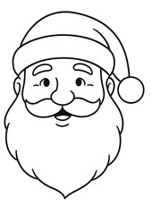 Obraz premium Black and white Santa Claus coloring book with cheerful face, white beard and traditional hat.