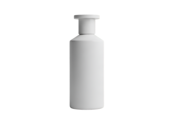 Minimalist white bottle with a stopper isolated on transparent background