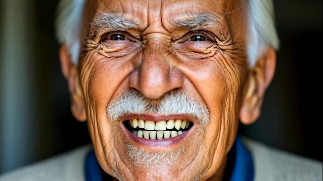 An elderly man showcases surprise and delight, surrounded by family friends.