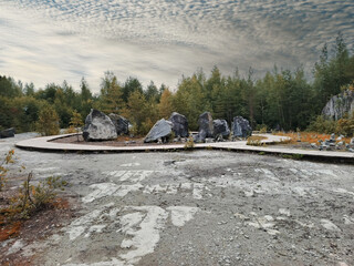Large stone wall made of marble.