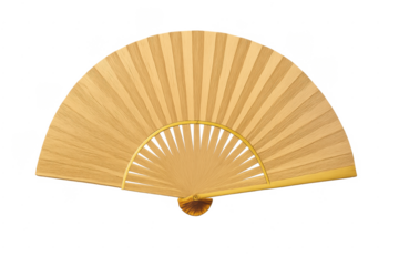Traditional japanese wooden hand fan on transparent background
