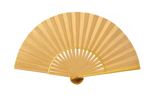 Traditional japanese wooden hand fan on transparent background - Powered by Adobe