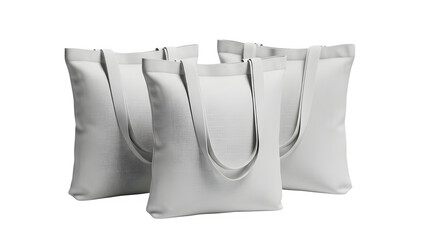 Three clean white tote bags ready for customization and branding, perfect for eco-friendly promotions and stylish everyday use