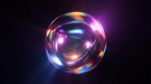 Hypnotic Chromatic Reflective Torus Rotating Loop - Abstract Neon 3D CGI Animation on Black Background