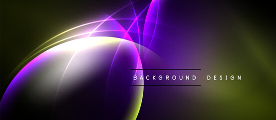 Abstract vibrant design. Curves, lines create luminous effect. Dark background emphasizes bright colors, modern aesthetic.