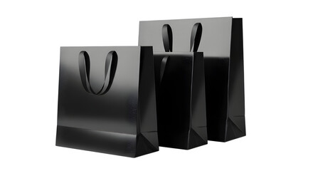 Elegant black shopping bags showcase luxury retail experience, perfect for premium brand promotions and exclusive gift packaging.