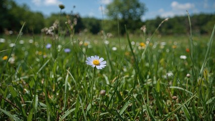 A field of grass and wildflowers with the number 1640.