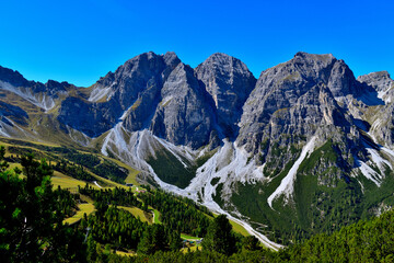 Beautiful nature of Austrian Alps high in the mountains under Stubaier Glacier. Tirol .Austria.