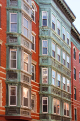 Historic architecture in the Little Italian neighborhood of North End in Boston, Massachusetts
