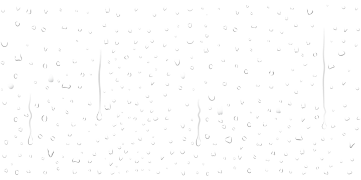 Realistic transparent water droplets, drops, water-drop on wet clear window surface with crystal clarity dripping, fresh liquid texture, dripped on clear glass surface for design