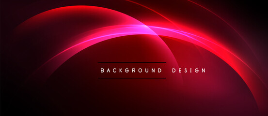 Abstract red design features curved lines, glowing effects. Dark background creates dramatic visual impact. Text reads background design.