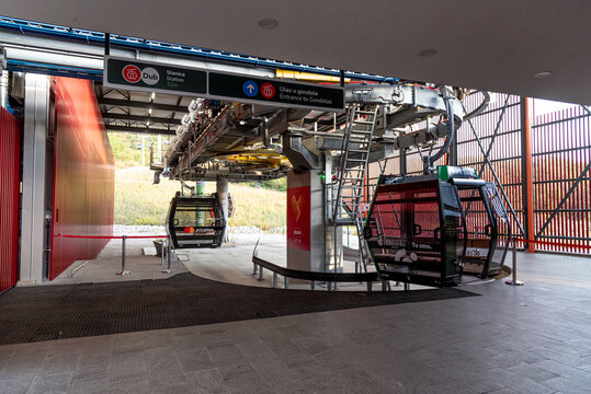 Kotor, Montenegro, 26 October 2025, View of gondola cable car to Mount Lovcen