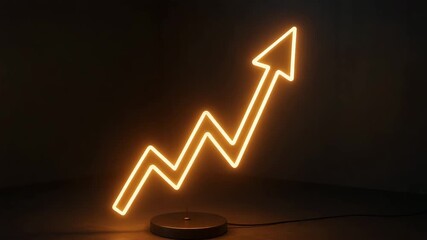 An illuminated neon sign depicting an upward trend, symbolizing growth and success in business and finance. - Powered by Adobe