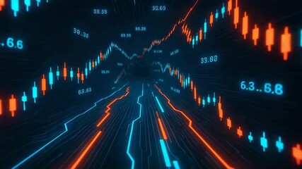 Dynamic stock market visualization with colorful graphs and data reflecting financial trends and trading activities. - Powered by Adobe