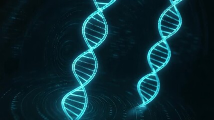 A stunning digital representation of DNA strands, showcasing the intricate design and molecular structure in a futuristic style. - Powered by Adobe