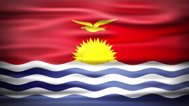 Wavy Flag of KIRIBATI Animation, Short Looping Video of National Symbol