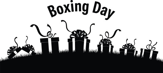 Silhouette illustration of gift boxes for Boxing Day