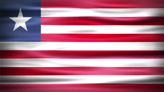 Wavy Flag of LIBERIA Animation, Short Looping Video of National Symbol