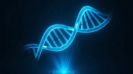 A vibrant digital representation of DNA showcasing its double helix structure against a dark background, symbolizing genetic research. - Powered by Adobe