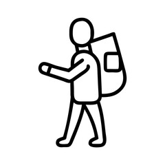 Traveler with backpack and map in adventurous pose, minimalist style, copy space