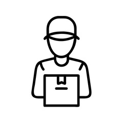 Courier holding package in delivery pose, minimalist style, copy space