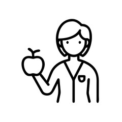 Nutritionist holding an apple with confidence on copy space