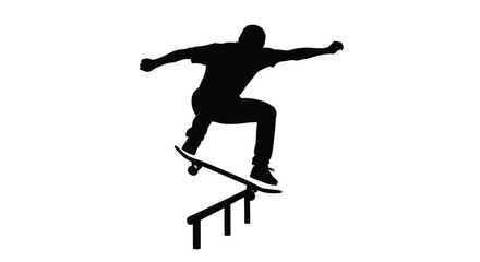 Skateboarder grinding rail skater trick