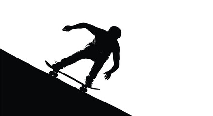 Skateboarder silhouette on black ramp skater white © Khaleda