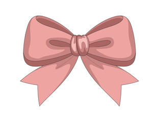 Elegant pink bow illustration isolated on transparent background