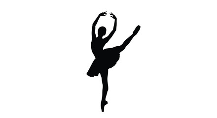 Black ballerina silhouette dancing gracefully dance © Khaleda