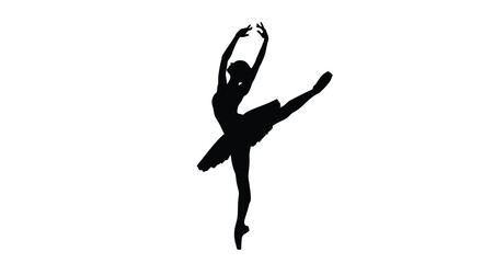 Black silhouette of a ballerina in motion dance white © Khaleda