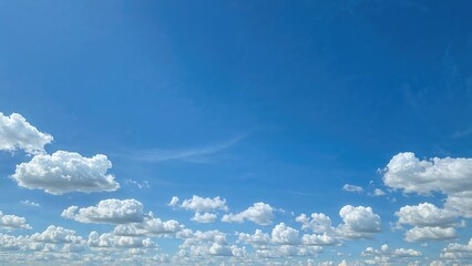 Cloudy sky with scattered clouds and blue background.