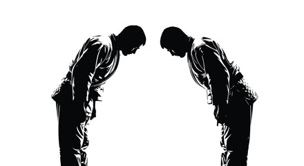 Martial artists bowing respectfully arts fighters