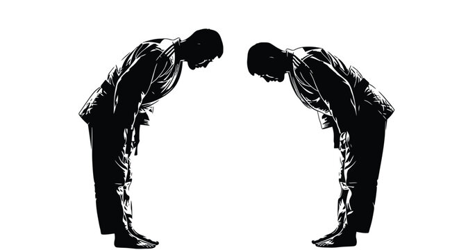 Martial artists bowing respectfully arts discipline