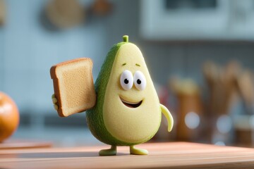 A cute avocado holding a heart in a charming 3D illustration.