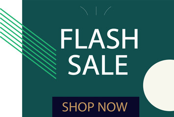Flash Sale Announcement with Shop Now Button and Geometric Design