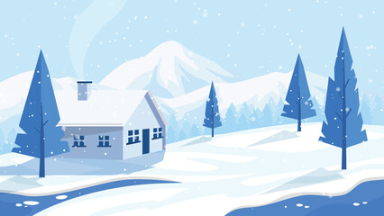 Beautiful Winter Background with Falling Snowflakes and Cold Seasonal Atmosphere