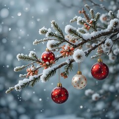 red christmas ball on a tree
