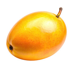Smooth, yellow fruit with a stem, isolated against a black background