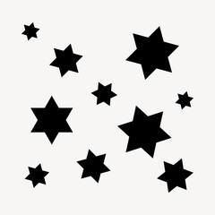 Black stars clipart, flat shape graphic