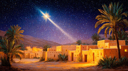 The first star in the night sky over Bethlehem.